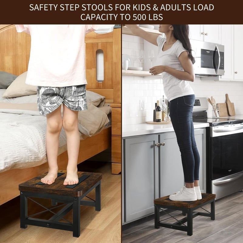 YINMIT Wooden Step Stool for Adults, Heavy Duty Step Stool for High Bed with Non-Slip Feet, Using for Bedroom, Living Room, Bathroom and Kitchen, Hold Up to 500 LBS - Image 3